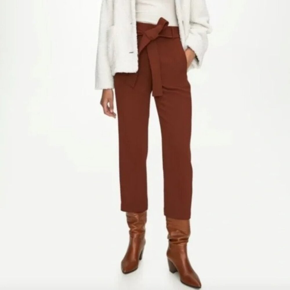 Wilfred Tie Front Pant High waisted Belted Crepe Pants